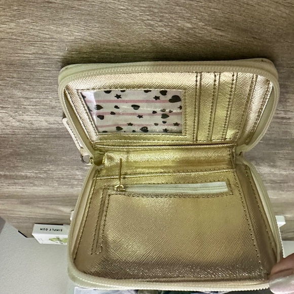 Women's Luv Betsey by Betsey Johnson Geometric Zip Wallet Gold Pink 4"x5" - Picture 5 of 16